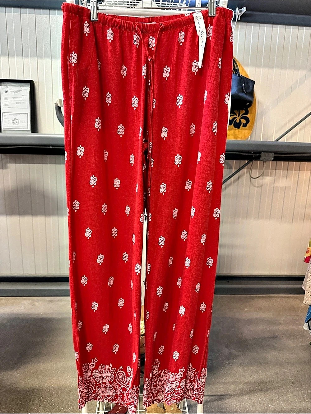 Red Paisley Wide Leg Pants